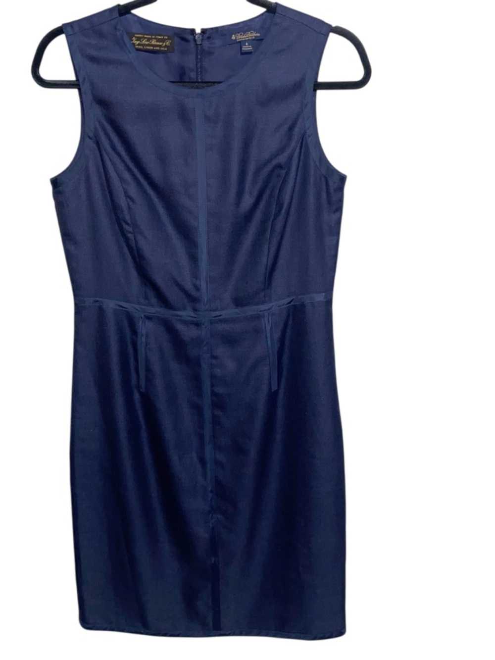 Loro Piana Brooks Brothers Dress Size 4 Sheath Wool Silk Linen Navy Coastal Prep